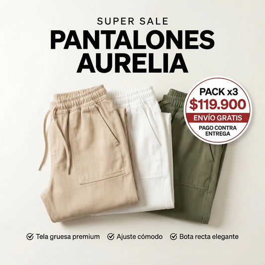 Pantalón Aurelia - Pack x3 (Blanco, Beige y Verde)